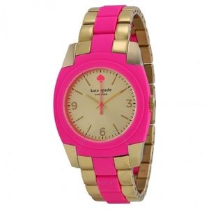 New Kate Spade Gold Bazooka Pink Skyline Watch